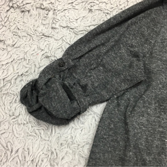 Anthropologie Pleione  Contrast Trim Chiffon Top High Low Chest Pocket Gray XL - Picture 10 of 16